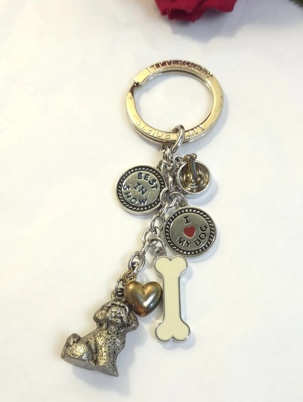Little Gifts Dog Charm Key Chain I ♡ My Dog Dog Bone & Bowl Charms